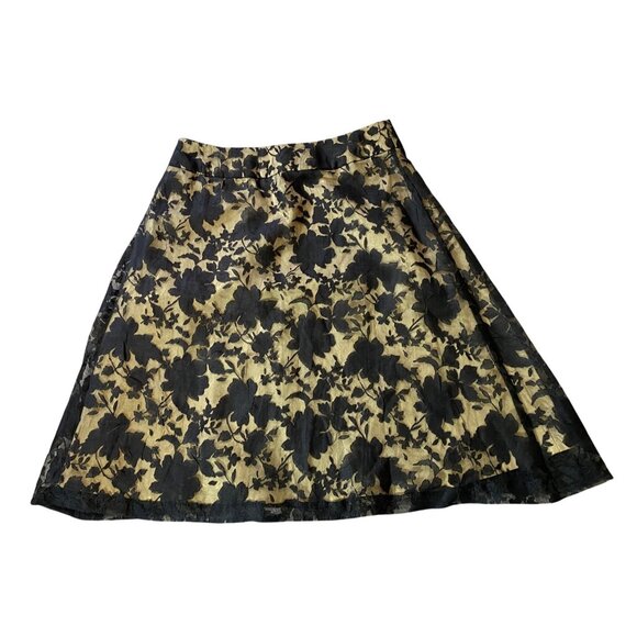 Apt. 9 Black & Gold Floral A-Line Skirt Size 6 - Picture 2 of 7
